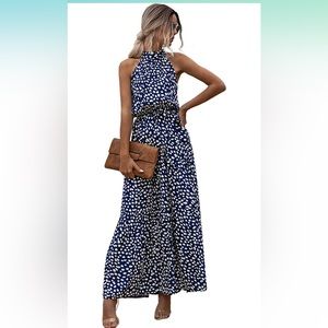 Sleeveless Halter Neck Maxi Dress